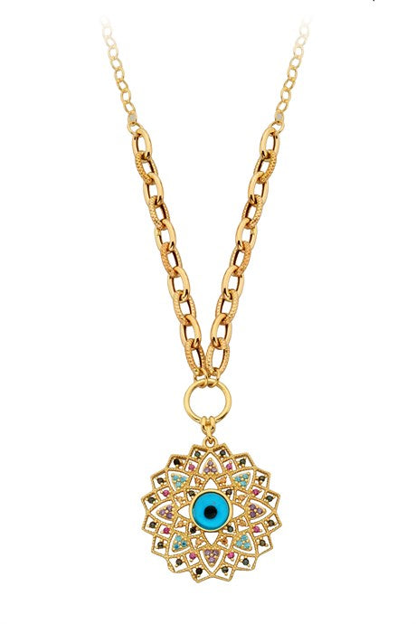 Solid Gold Evil Eye Necklace | 14K (585) | 8.66 gr