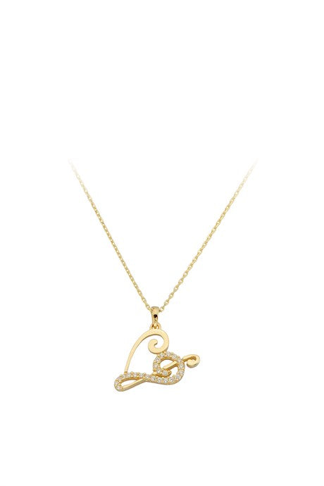 Collier coeur note de musique en or massif (clé de sol) | 14K (585) | 1,68 g