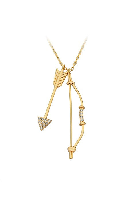 Solid Gold Arrow And Bow Necklace | 14K (585) | 2.25 gr