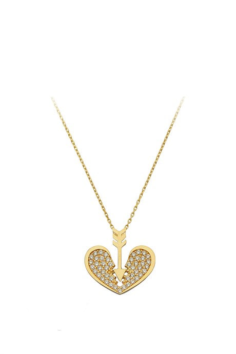 Collar de corazón de flecha de oro macizo | 14K (585) | 2,25 gramos