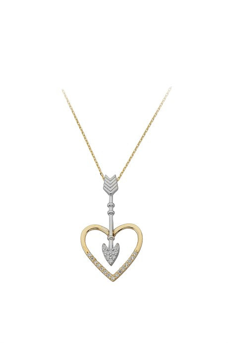 Solid Gold Arrow Heart Necklace | 14K (585) | 2.56 gr