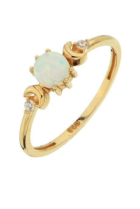 Solid Gold Opal Gemstone Moon Ring | 14K (585) | 1.44 gr