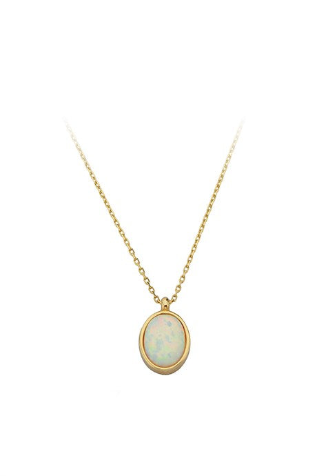 Solid Gold Opal Gemstone Necklace | 14K (585) | 1.86 gr