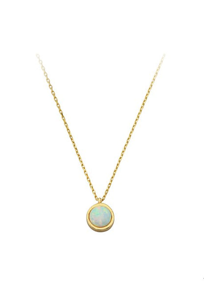 Solid Gold Opal Gemstone Necklace | 14K (585) | 1.59 gr