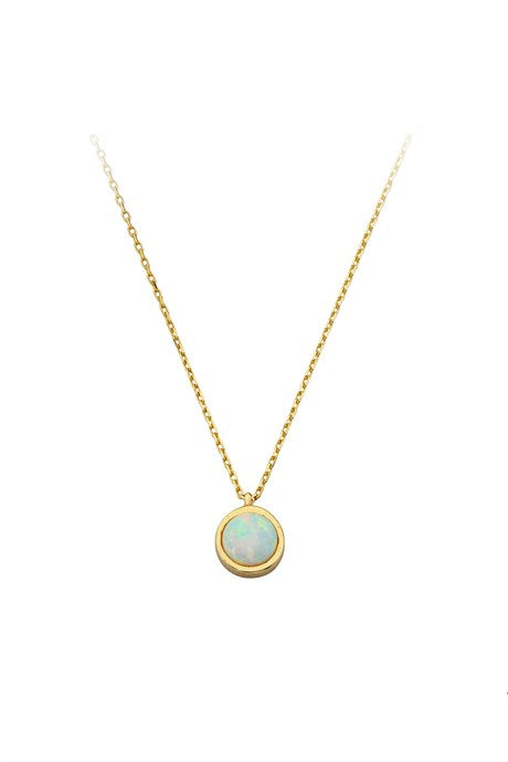 Solid Gold Opal Gemstone Necklace | 14K (585) | 1.59 gr