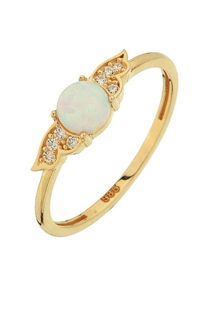 Solid Gold Opal Gemstone Angel Ring | 14K (585) | 1.29 gr