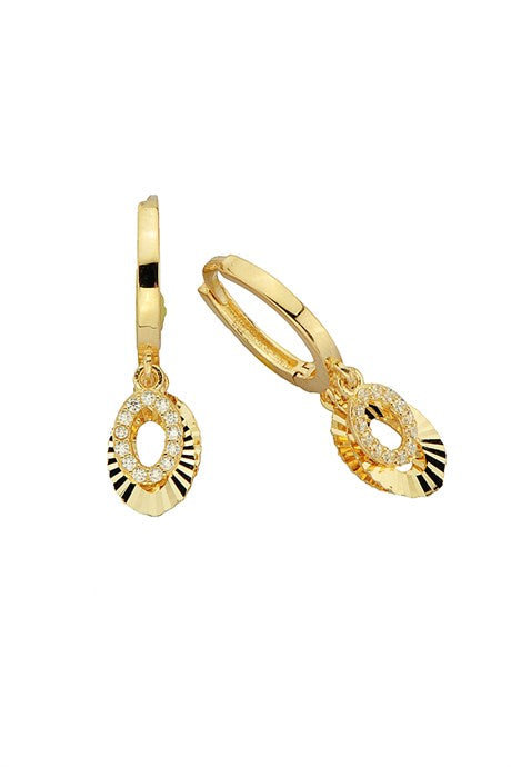 Solid Gold Oval With Figure Circle Earring | 14K (585) | 2.84 gr