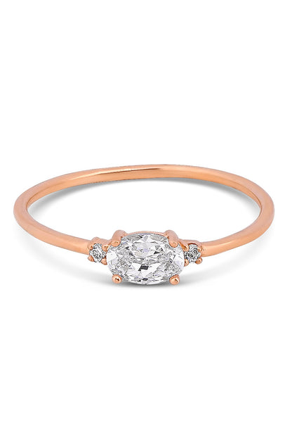 Solid Gold Oval Gemstone Solitaire Ring