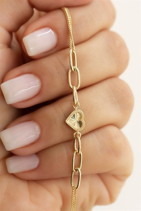 Solid Gold Special Design Heart Bracelet | 14K (585) | 2.95 gr