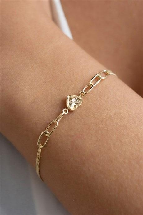 Pulsera de corazón de diseño especial de oro macizo | 14K (585) | 2,95 gramos