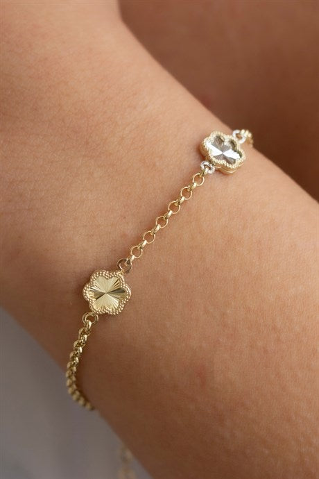 Solid Gold Special Design Flower Bracelet | 14K (585) | 3.84 gr