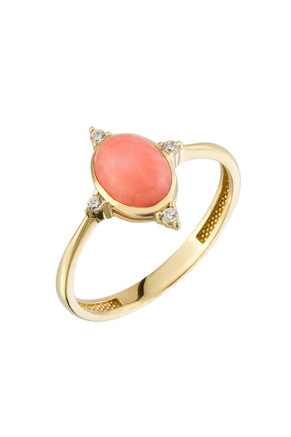 Solid Gold Pink Gemstone Ring | 14K (585) | 1.68 gr