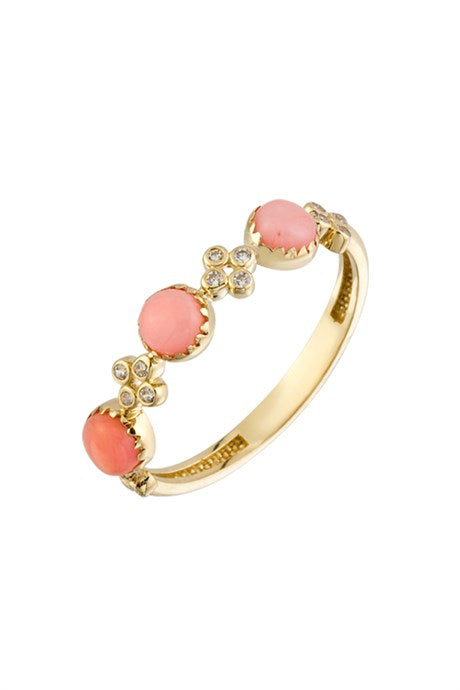 Solid Gold Pink Gemstone Ring | 14K (585) | 1.55 gr