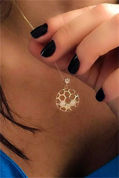 Solid Gold Honeycomb Necklace | 14K (585) | 2.15 gr