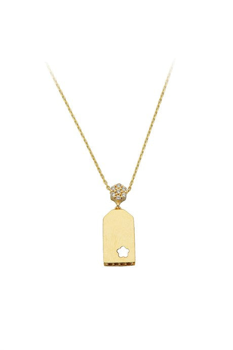 Collier fleur plaqué or massif | 14K (585) | 2,09 grammes