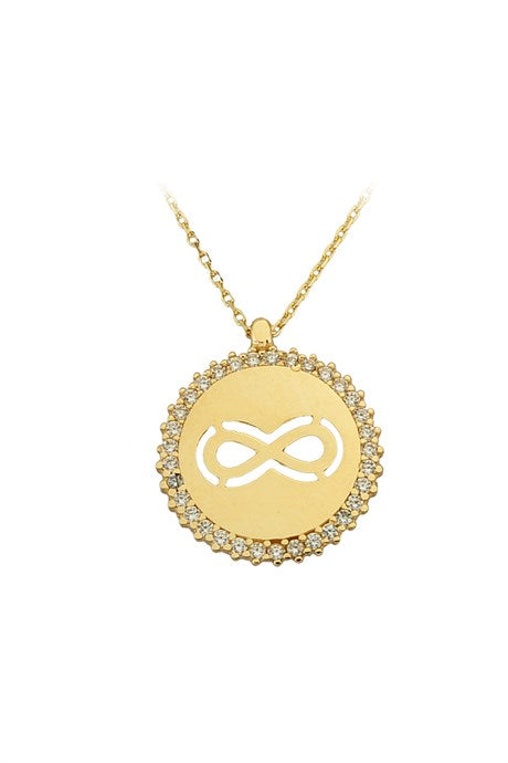 Solid Gold Plate Infinity Necklace | 14K (585) | 2.10 gr