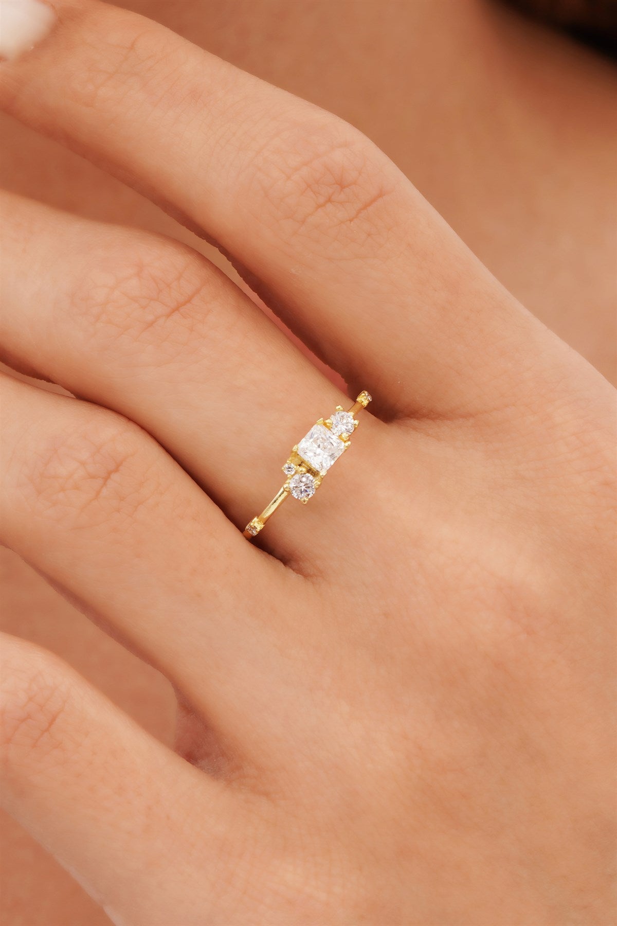 Solid Gold Princess Gemstone Solitaire Ring