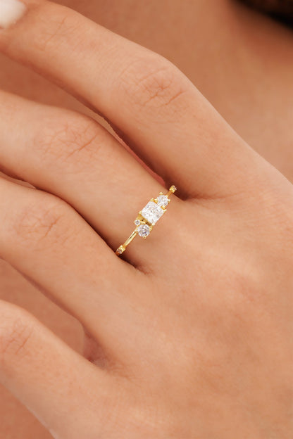 Solid Gold Princess Gemstone Solitaire Ring