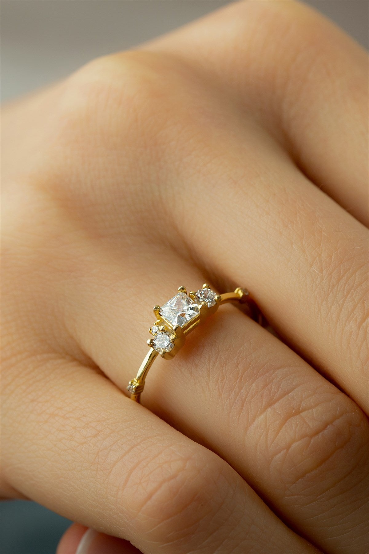 Solid Gold Princess Gemstone Solitaire Ring