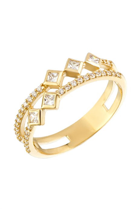 Solid Gold Princess Gemstone Ring | 14K (585) | 2.38 gr