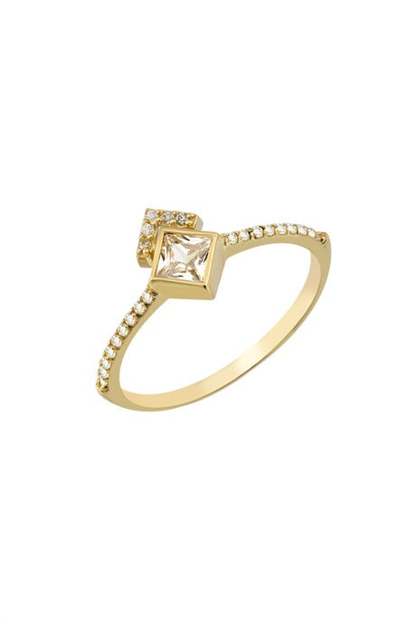 Solid Gold Princess Gemstone Ring | 14K (585) | 1.58 gr