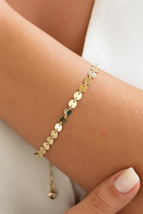 Solid Gold Sequin Bracelet | 14K (585) | 3.47 gr