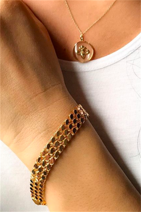 Solid Gold Sequin Bracelet | 14K (585) | 9.25 gr