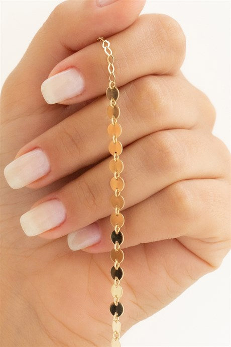 Solid Gold Sequin Bracelet | 14K (585) | 3.47 gr