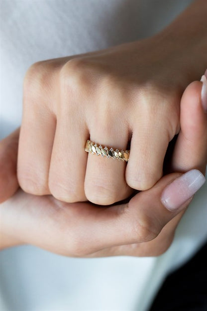 Bague à paillettes en or massif | 14K (585) | 2,17 grammes