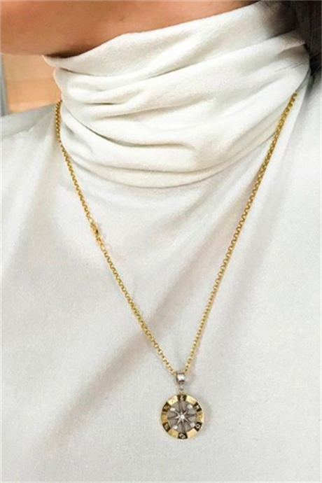 Collar de brújula de oro macizo | 14K (585) | 8,57 gramos