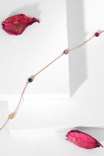 Pulsera de piedras preciosas de colores de oro macizo