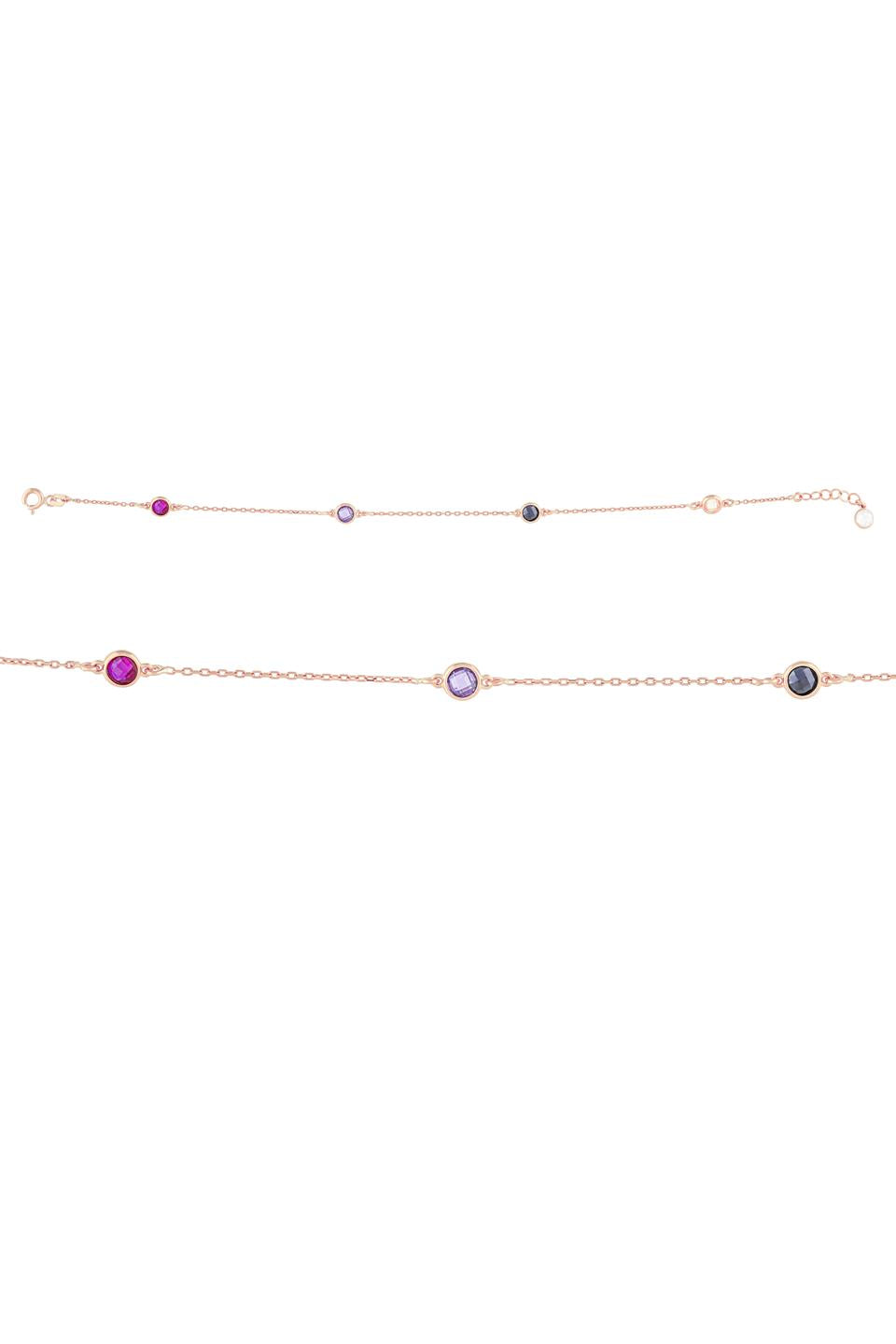 Pulsera de piedras preciosas de colores de oro macizo