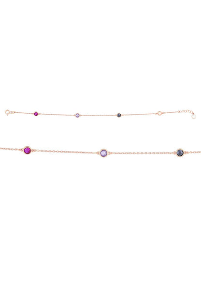 Pulsera de piedras preciosas de colores de oro macizo