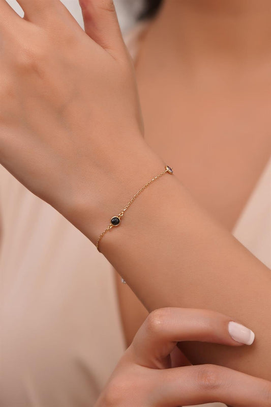 Pulsera de piedras preciosas de colores de oro macizo