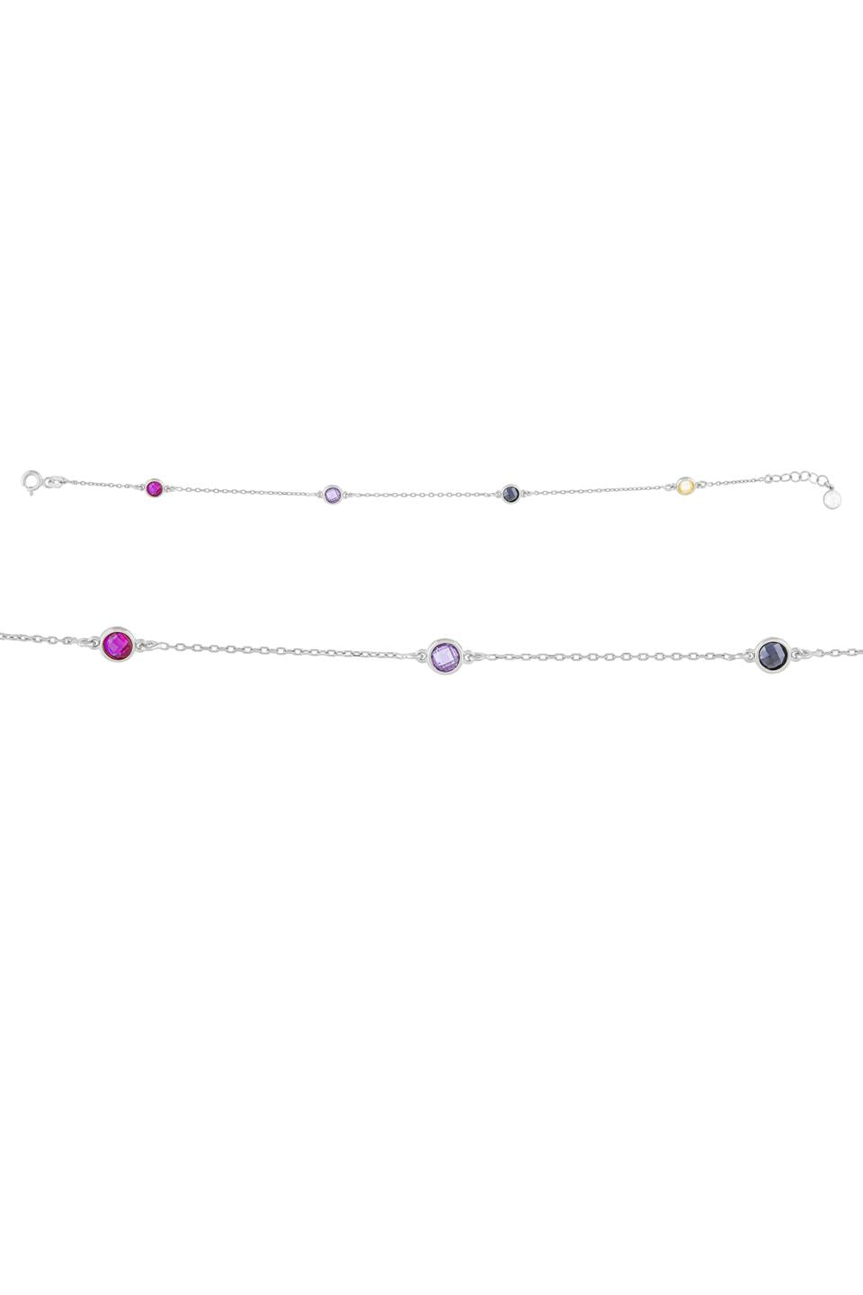 Pulsera de piedras preciosas de colores de oro macizo