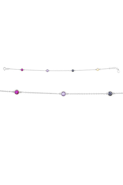 Pulsera de piedras preciosas de colores de oro macizo