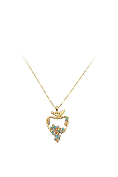 Solid Gold Colorful Gemstone Elma Necklace | 14K (585) | 2.33 gr