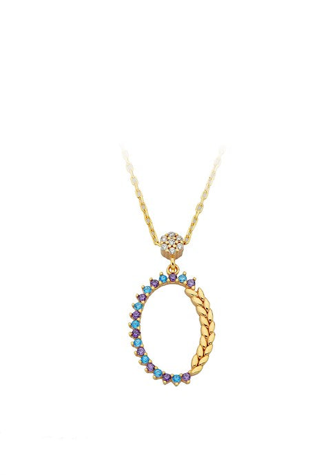 Solid Gold Colorful Gemstone Circle Necklace | 14K (585) | 2.05 gr