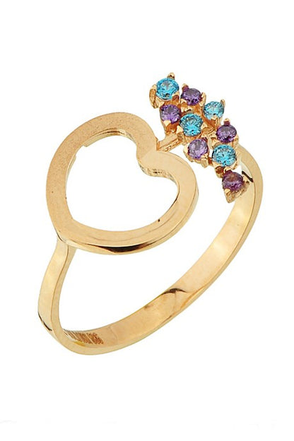 Solid Gold Colorful Gemstone Heart Ring | 14K (585) | 1.94 gr
