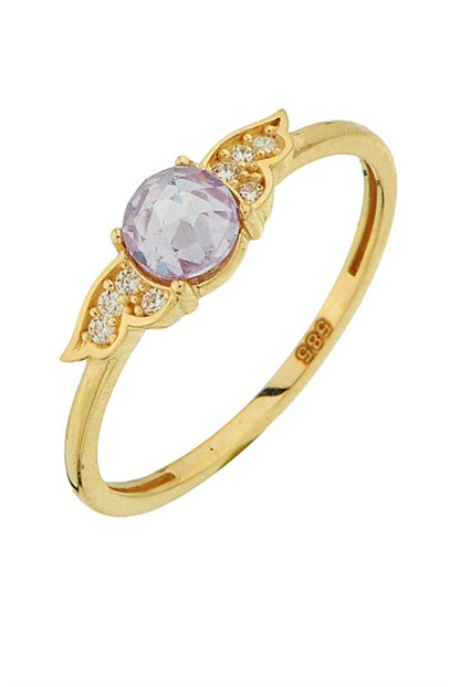 Solid Gold Colorful Gemstone Angel Wing Ring | 14K (585) | 1.48 gr