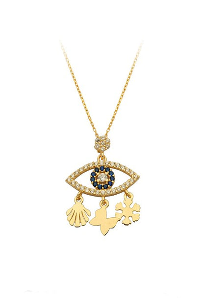 Solid Gold Evil Eye Lucky Necklace | 14K (585) | 2.45 gr