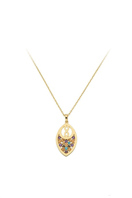 Solid Gold Colorful Gemstone Infinity Necklace | 14K (585) | 1.93 gr