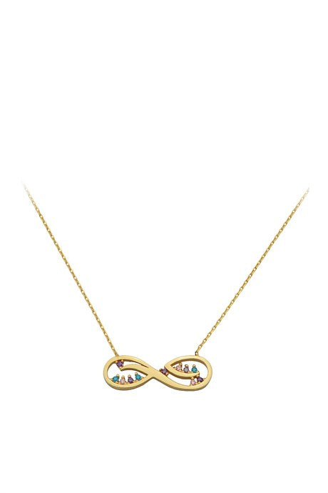 Solid Gold Colorful Gemstone Infinity Necklace | 14K (585) | 2.20 gr