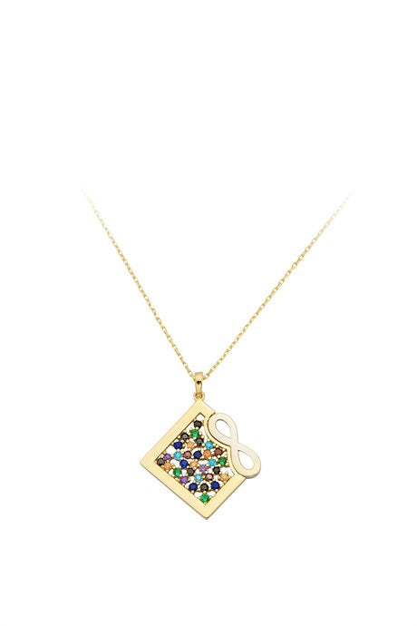 Solid Gold Colorful Gemstone Infinity Necklace | 14K (585) | 2.28 gr