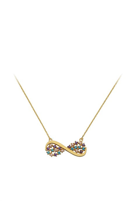 Solid Gold Colorful Gemstone Infinity Necklace | 14K (585) | 2.18 gr