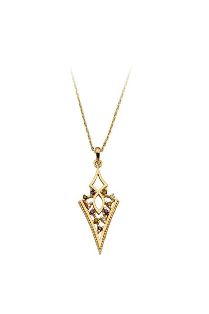 Solid Gold Colorful Gemstone Design Necklace | 14K (585) | 2.10 gr