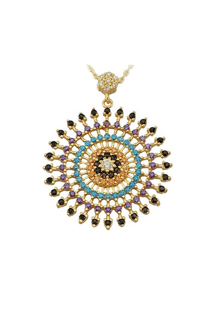 Solid Gold Colorful Gemstone Design Necklace | 14K (585) | 3.16 gr