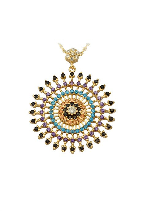 Collar de oro macizo con diseño de piedras preciosas de colores | 14K (585) | 3,16 gramos