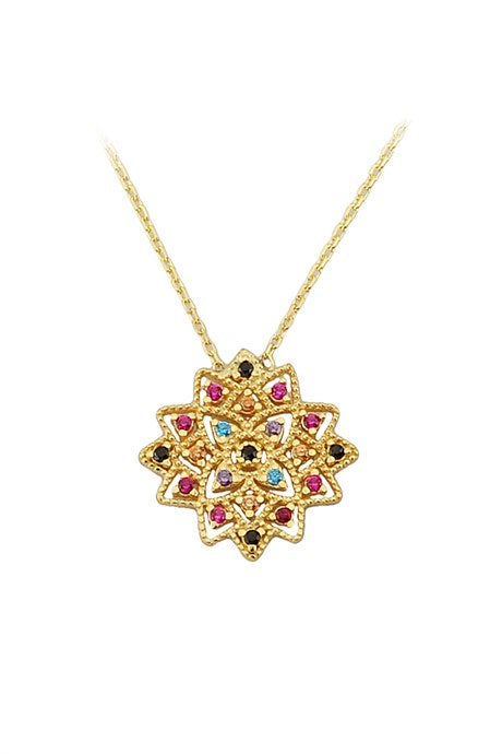 Collier en or massif avec pierres précieuses colorées Cesmi Nightingale | 14K (585) | 1,96 g