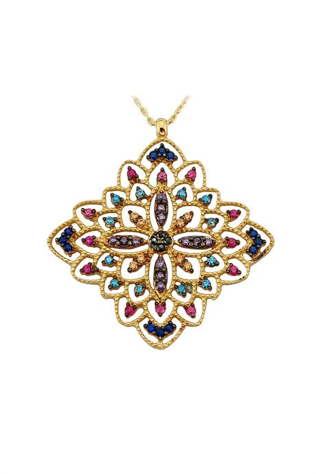 Solid Gold Colorful Gemstone Cesmi Nightingale Necklace | 14K (585) | 3.38 gr